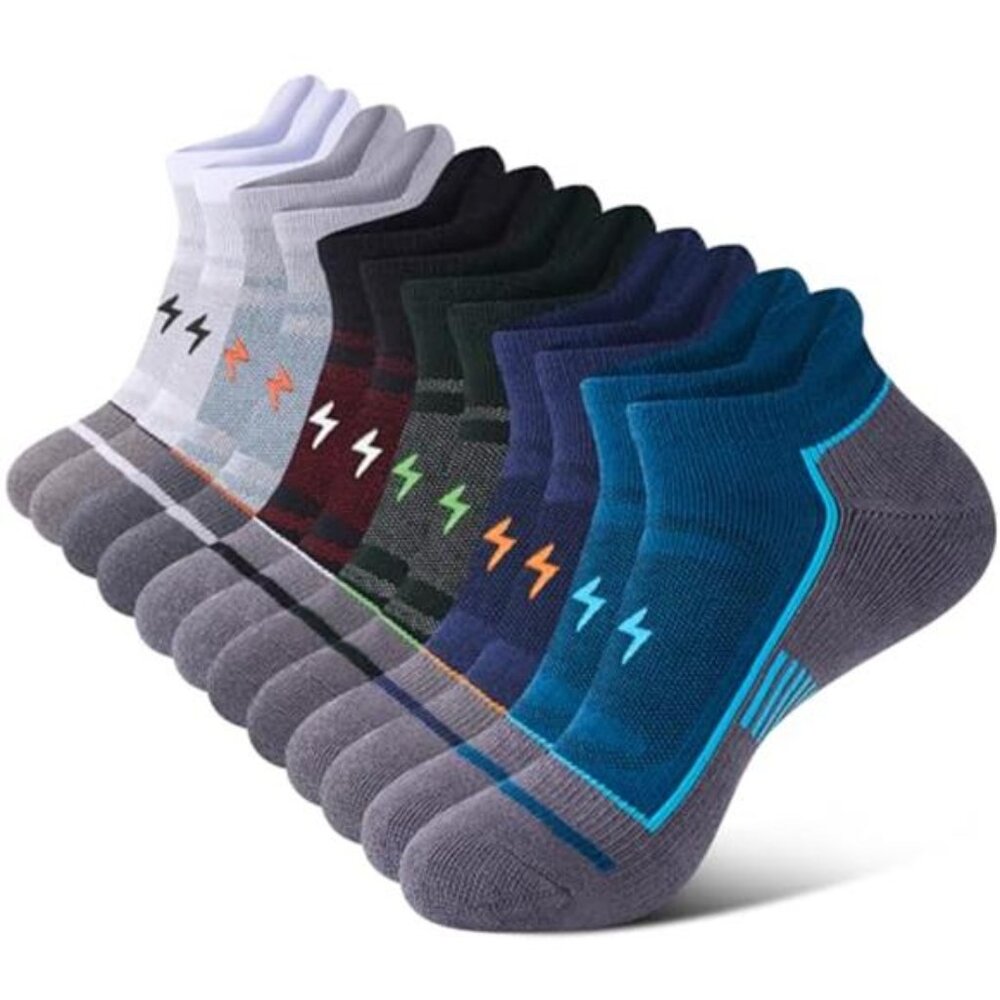 Mens Athletic Running Socks Cushioned Low Cut Ankle Sports Cotton Moisture Wicki